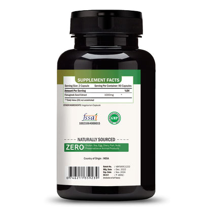 Vokin Biotech 100% Fenugreek Seed Vitamins Capsules for Increased Breast Milk Supply During Breastfeeding and Lactation - 90 Herbal Vegetarian Capsules