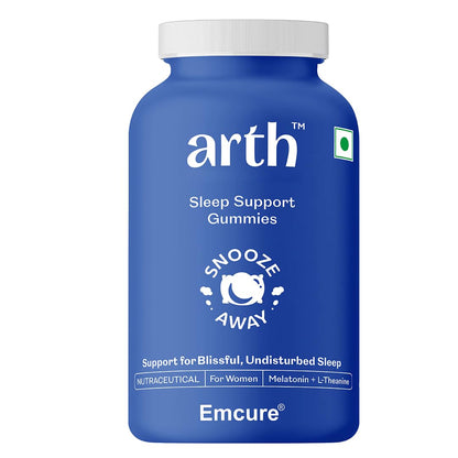 Arth Sleep Support Gummies|Promotes deep relaxation, Improves sleep quality, Helps with Insomnia|Melatonin 5mg, L-Theanine | Emcure Pharmaceuticals Ltd. | 30 Gummies