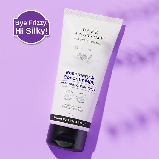 Bare Anatomy Nature X Science Rosemary & Coconut Milk Hydrating Conditioner|Natural Conditioner For Dry, Dull & Frizzy Hair|Sls & Paraben Free Conditioner For Women & Men|150 millilitre (Pack of 1)