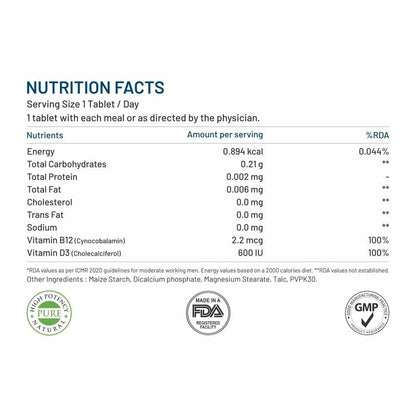 Bliss Welness VitaBliss B12+D3 Multivitamin - 60 Tablets