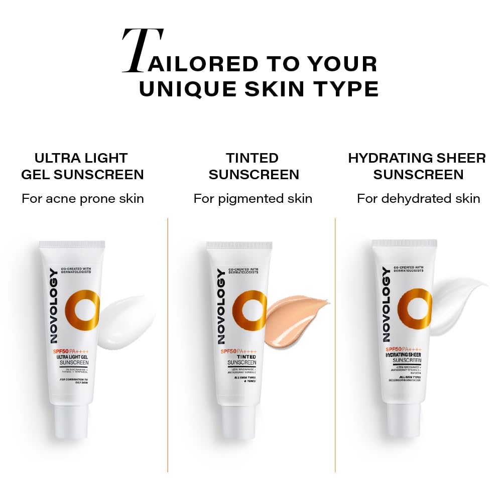 Novology SPF 50 PA++++ Tinted Sunscreen for Pigmentation, Dark Spots and Acne Marks | Blends into Natural Finish | For All Skin Types | 50 g