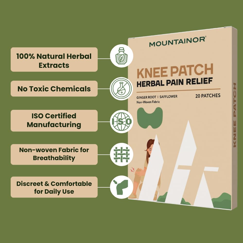 Mountainor Herbal Knee Pain Relief Patches Arthritis Inflammation Patch Sticker | Instant Relief from Knee Pain | Joint Knee Pain Relief Products Natural Wormwood Extract Patch for Knee (20 Pcs)