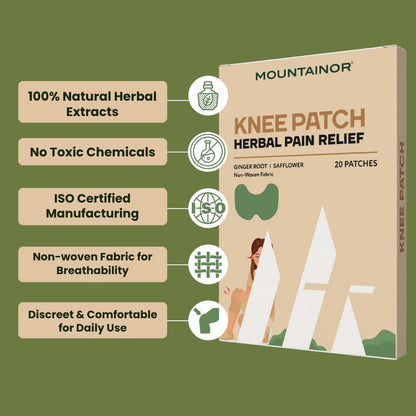 Mountainor Herbal Knee Pain Relief Patches Arthritis Inflammation Patch Sticker | Instant Relief from Knee Pain | Joint Knee Pain Relief Products Natural Wormwood Extract Patch for Knee (20 Pcs)