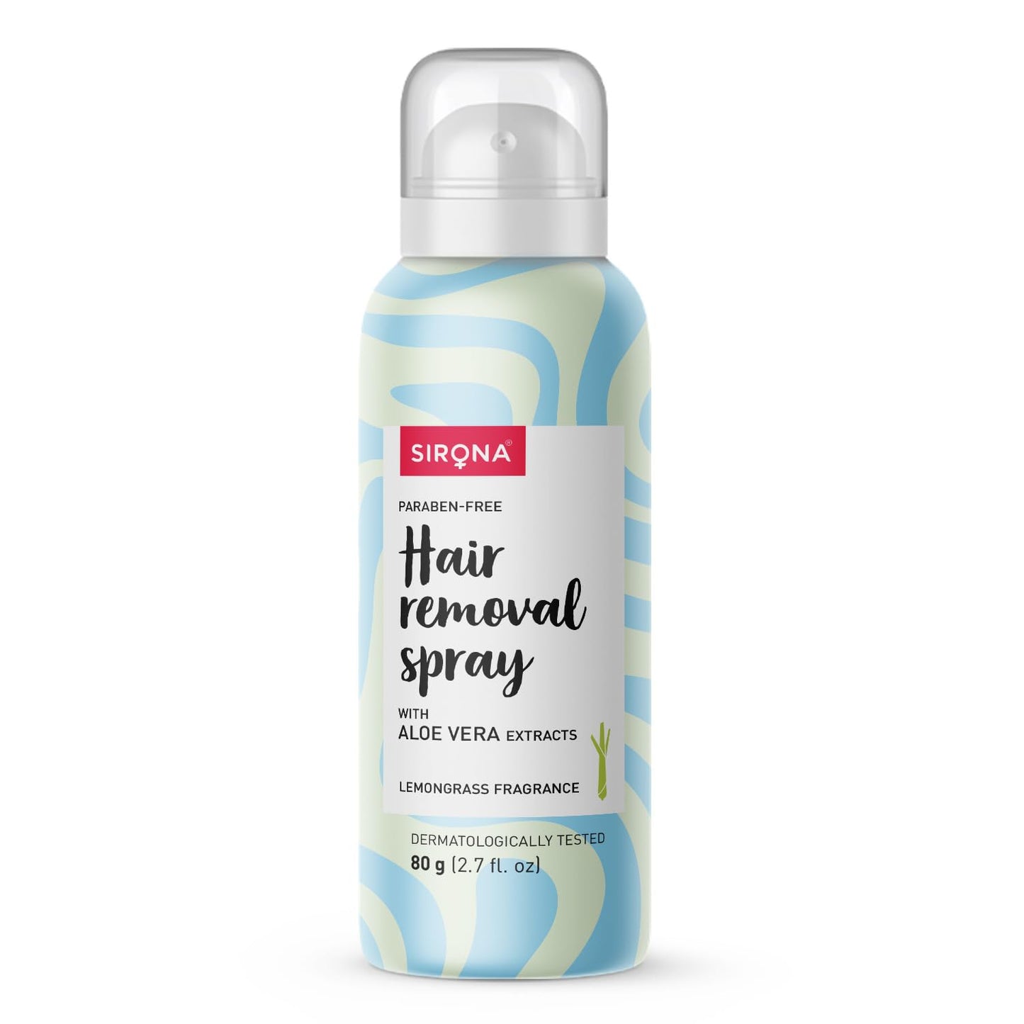 Sirona Hair Removal Spray Foam with Aloe Vera Extracts and Lemongrass Fragrance 80 ML (Pack of 1) | For Legs, Arms & Underarms | Removes Hair in 10 Minutes | Parabens Free | Dermatologically Tested