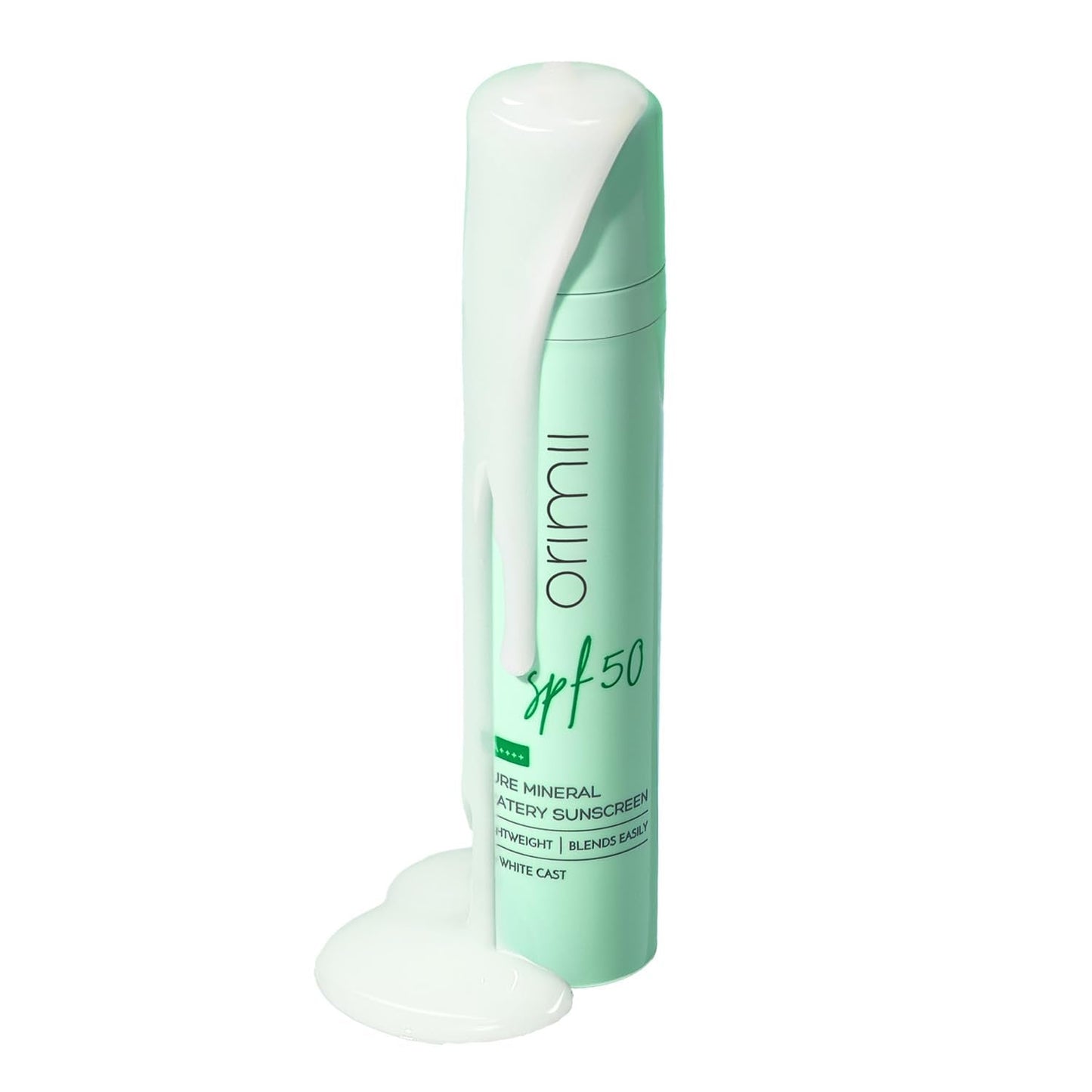 Orimii 100% Pure Mineral Fluid Sunscreen SPF 50| Super Lightweight, Zero White Cast & Blends Easily on Skin | With Zinc Oxide & Hyaluronic Acid | Fragrance Free, Non Comedogenic & Pregnancy Safe 50ml