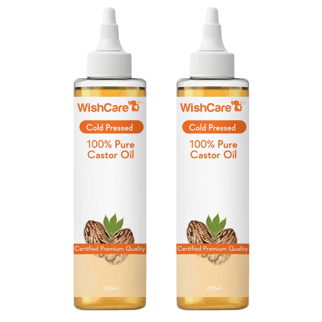 WishCareÂ® Premium Cold Pressed Castor Oil - Pure & Virgin Grade - For Healthy Hair and Skin - 200 ml (Pack of 2)