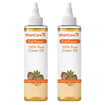 WishCareÂ® Premium Cold Pressed Castor Oil - Pure & Virgin Grade - For Healthy Hair and Skin - 200 ml (Pack of 2)