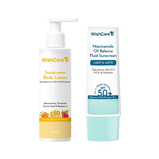 WishCare SPF 50 Sunscreen Combo for Face & Body (50gm + 200ml), All Skin Type