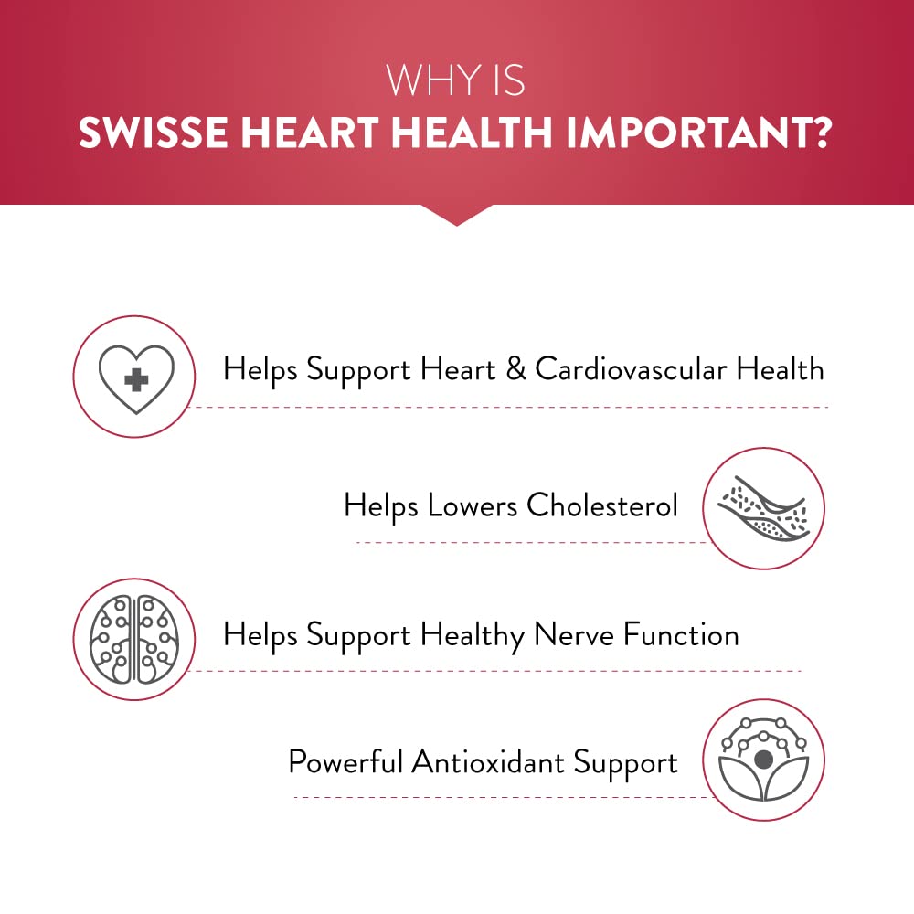 Swisse Heart Health â€“ For Healthy Heart and Cardio Vascular Health, Supports Healthy Cholesterol Level â€“ 30 Tablets