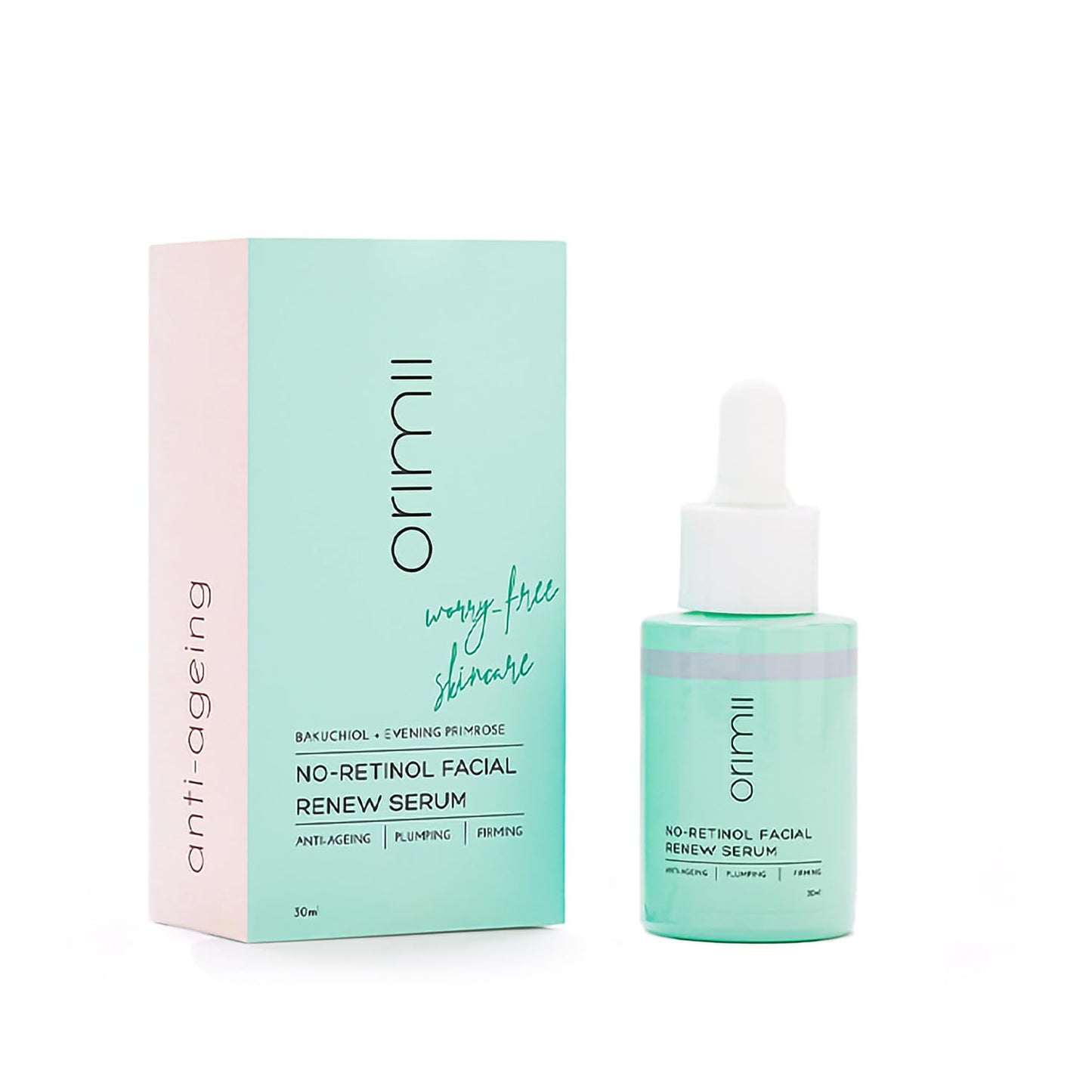 Orimii No Retinol Face Serum with 1% Bakuchiol | Anti Ageing Bakuchi Oil Serum to Reduce Fine Lines, Wrinkles & Pigmentation; Boosts Collagen | Natural Alternate to Retinol | Fragrance Free, Pregnancy Safe (30ml)