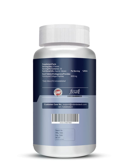Vokin Biotech Hydrolyzed Collagen Peptides 6000 Mg With Type 1 & 3 Supports Skin,Hair,Nails & Joints (180 Capsule),1 Count