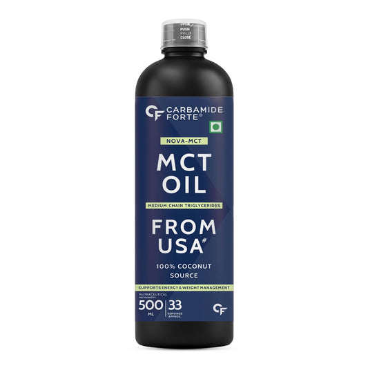 Carbamide Forte Pure MCT Oil C8 From USA | 100% Coconut Source | MCT Oil Keto & Paleo Friendly | Vegetarian â€“ 500ml
