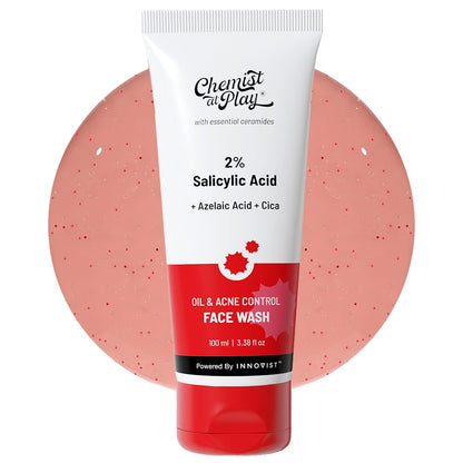 Chemist at Play 2% Salicylic Acid Face Wash For Oily Skin with Niacinamide | Prevents Acne & Removes Excess Oil | Sulphate Free, Anti Acne Face Cleanser | For Men & Women | 100 ml