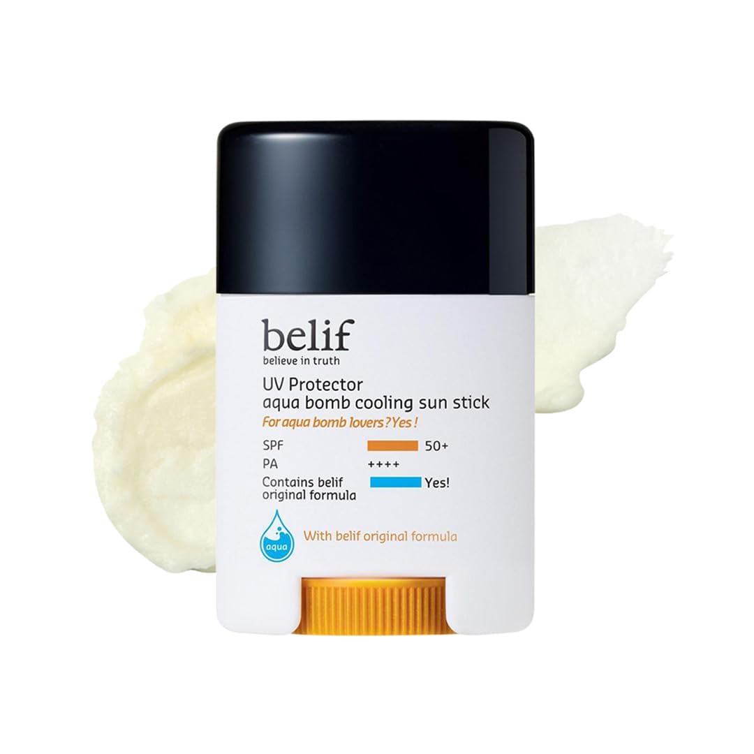 Belif Aqua Bomb Cooling Sun Stick 14g | SPF 50+ PA++++ â€“ Hydrating, Mess-Free, Invisible Finish â€“ With Hyaluronic Acid & Niacinamide â€“ Sweatproof, Travel-Friendly, Makeup-Friendly Sunscreen