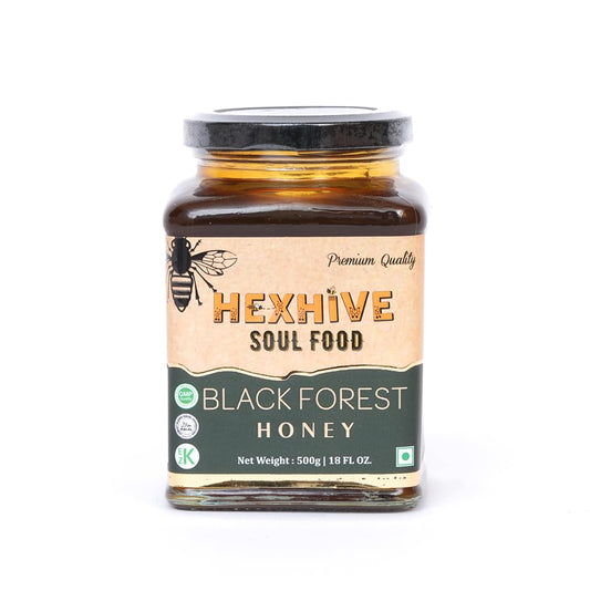 Hexhive Black Forest Honey | Dark Honeydew Honey from Forest Trees | Rich in Antioxidants & Minerals | Low Glycemic Index | Immunity Booster | No Added Sugar | Healthy Sweetener | 500g