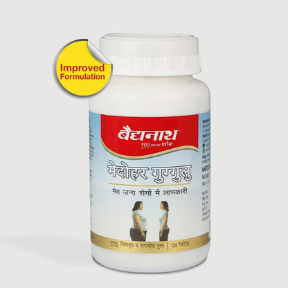 Baidyanath Ayurved Medohar Guggulu Tablets, Enriched with Guggulu, Chitrakmool and Nagarmotha- 120 Tab (Pack of 1)