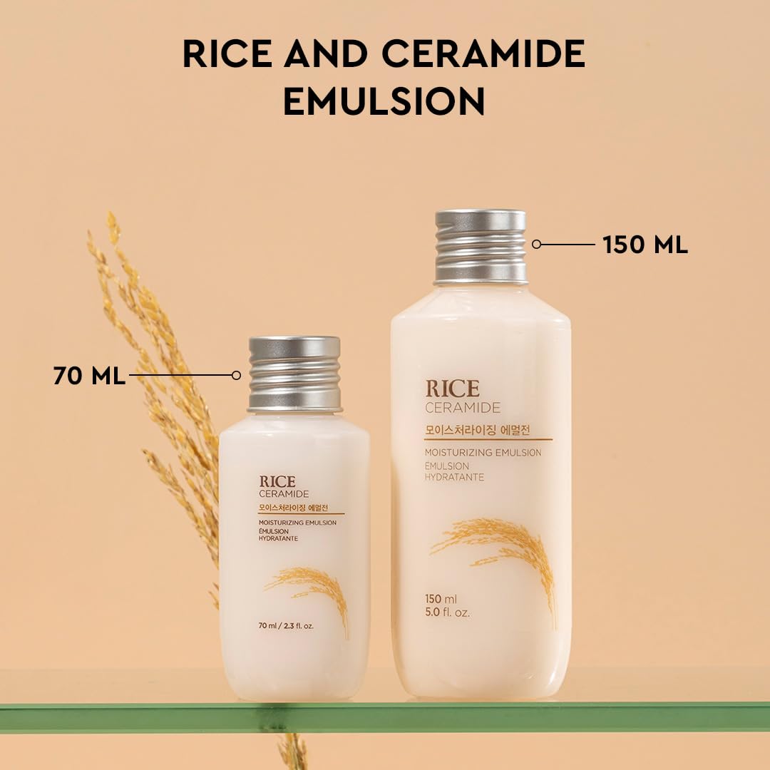 The Face Shop Rice & Ceramide Face Cream 70ml | Barrier Repair Moisturizer for Dry Skin, Intense Hydration & Strengthening | 12Hr Moisture Lock | Korean Skincare