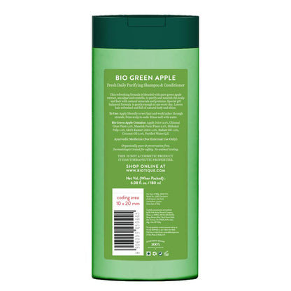 Biotique Bio Green Apple Fresh Daily Purifying Shampoo and Conditioner for Oily Scalp and Hair, 180m And Biotique Bio Green Apple Fresh Daily Purifying Shampoo And Conditioner, 190ml