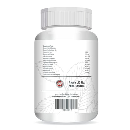 Vokin Biotech Herbal Insulux Gymnema Sylvestre for Diabetes Control 750mg (60 Capsules), 200 grams