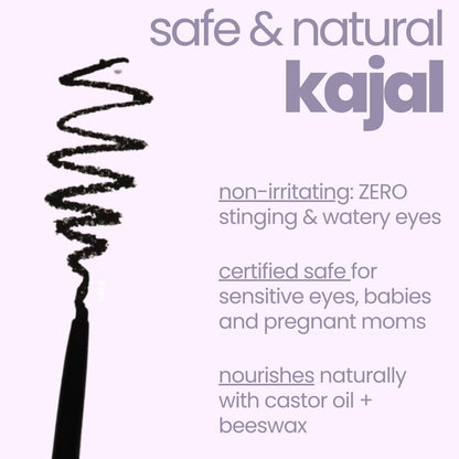 TuCoÂ® Kids Matte Kajal | With Castor Oil & Almond | Safe Kajal For Babies | Smudge-Proof, Water-Proof, Preservative-Free & 100% Lead-Free | Long Lasting, Natural | Black, 15gm