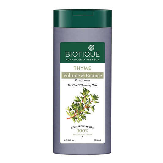 Biotique Thyme Volume Conditioner For Fine And Thinning Hair | Gives Volume And Bounce To Hair | Helps In Thicken Follicles |Suitable For All Skin Types | 180Ml, Peppermint, 180 Millilitre