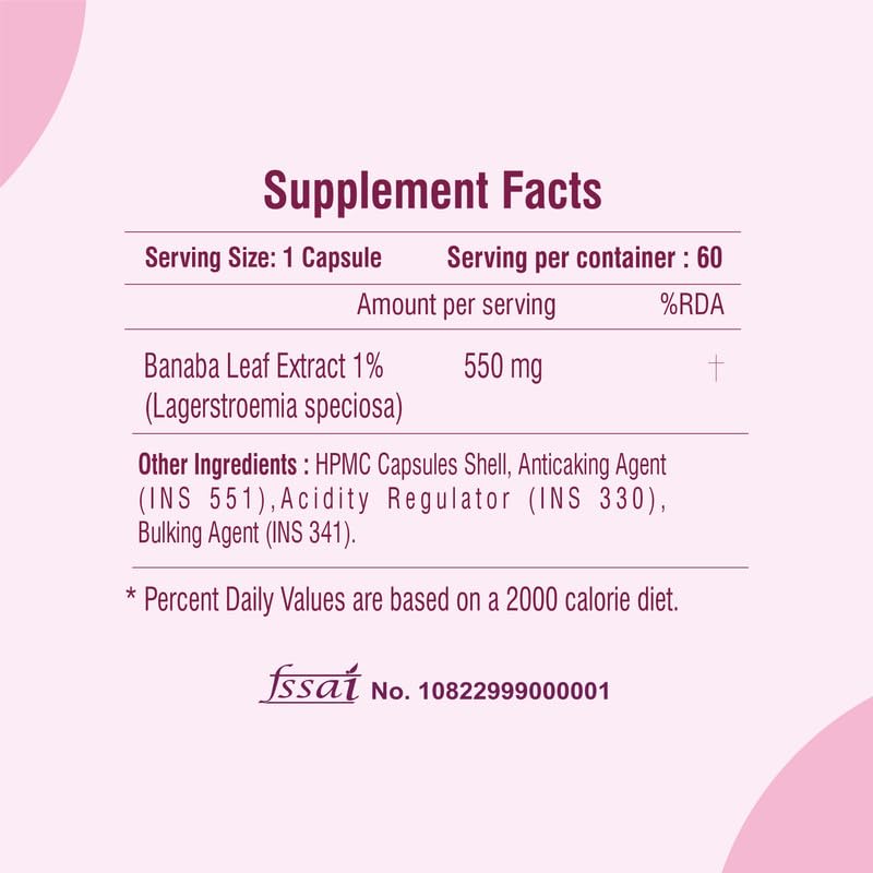 Banaba Leaf Extract Capsules |Natural Wellness Support |100% Vegetarian | 60 Capsules