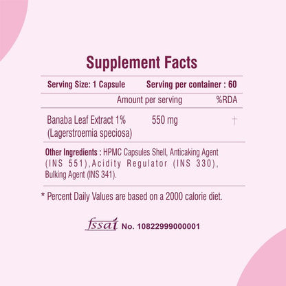 Banaba Leaf Extract Capsules |Natural Wellness Support |100% Vegetarian | 60 Capsules