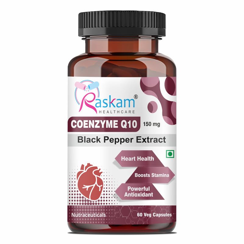 Coenzyme Q10 (CoQ10) 150 mg Veg Capsules With Black Pepper Extract | Energy & Heart Health Support | 60 Veg Capsules