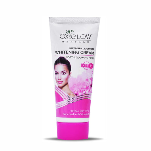Oxyglow Herbal Saffron and Licourice Fairness Face Glow Cream for Soft and Glowing All Types of Skin SPF-15 with Vitamin E, Net. 60G (Pack)