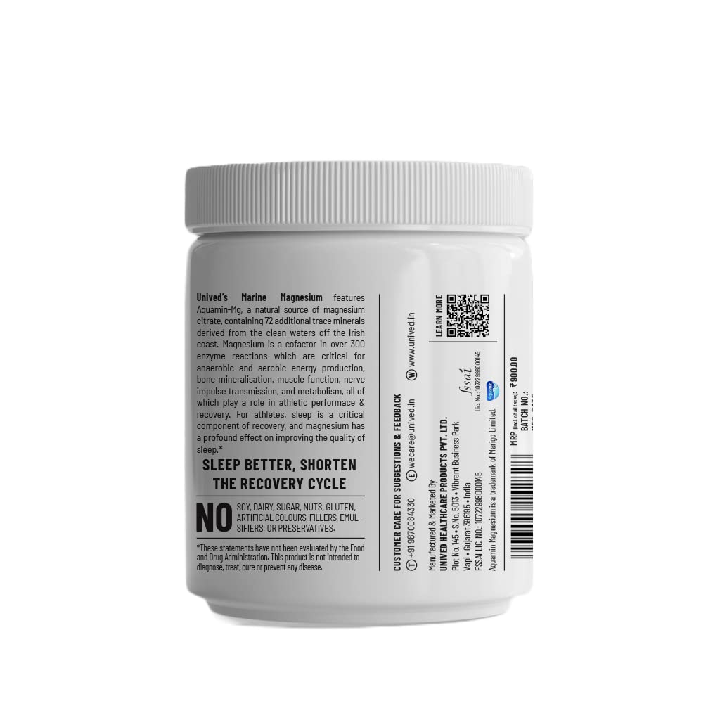 Unived Marine Magnesium, Paste Aquamin Magnesium Citrate 300Mg From Sea Water, Nerve Function, Muscle Health, Sleep And Recovery Support, 30 Servings