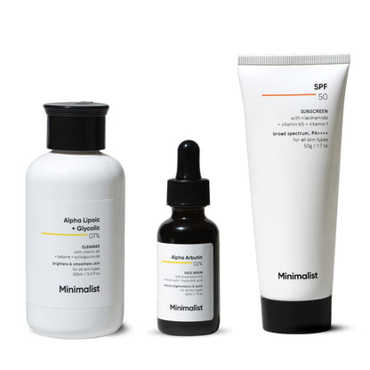 Minimalist Anti-Pigmentation Kit, Skin Care Routine Kit For Unisex, Face Wash, Serum & Sunscreen Combo, 180g
