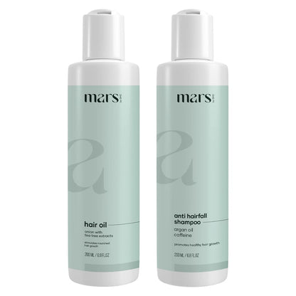 Mars by GHC Haircare Kit for Anti Hairfall and Hair Growth - Shampoo 200 ml | Hair Oil 200ml | Nourishing Shampoo With Onion and Bhringraj Oil for Stronger, Thicker Hair