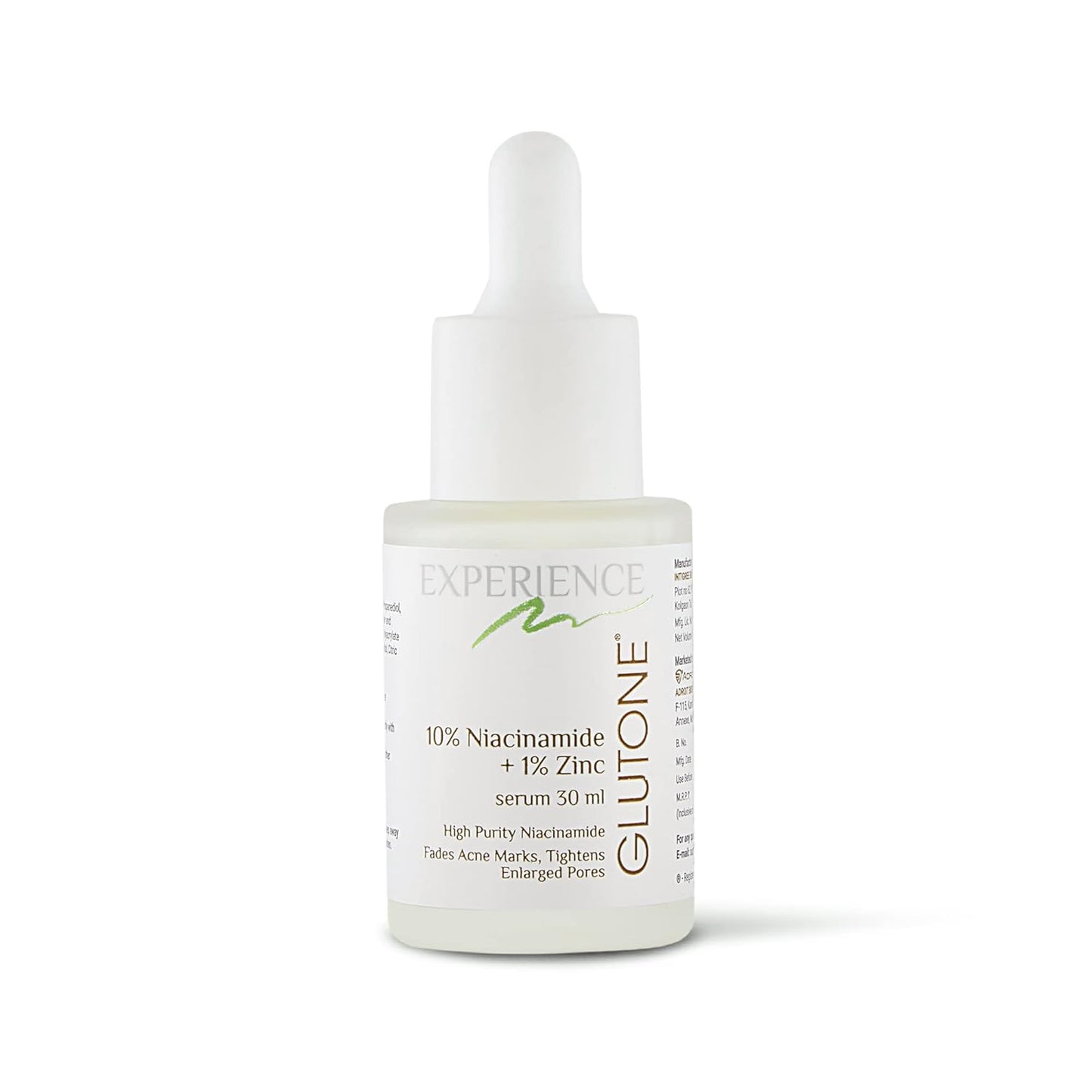 Glutone 10% Niacinamide serum with 1% Zinc PCA for clear, blemish-free Even Skin Tone | Controls excess sebum & breakouts |Tightens enlarged pores |30ml