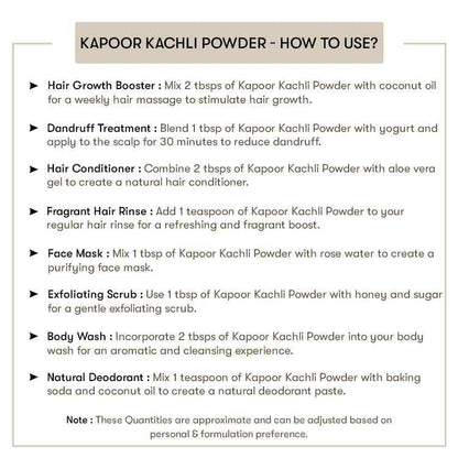 Namo Organcis - Kapoor Kachari Powder 200g â€“ 100% Pure & Natural | Promotes Hair Growth & Volume | Strengthens Roots | Enhances Skin Glow | No Additives or Preservatives
