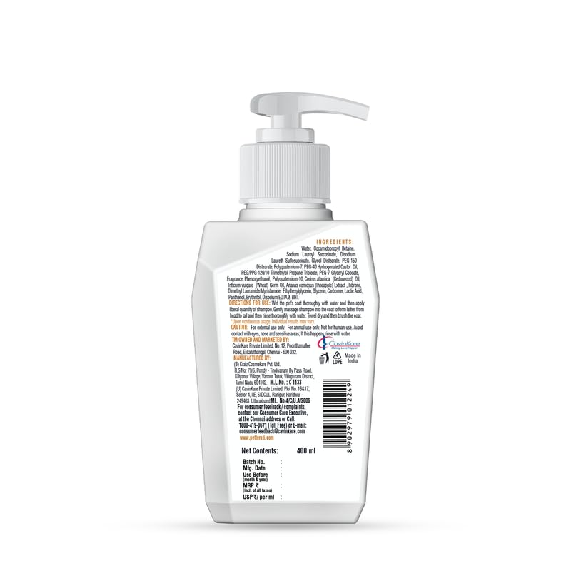 Petterati Tick & Flea Dog Shampoo (400ml) Removes Ticks, Soothes & Conditions - Sulphate & Paraben Free - for Golden Retriever, Labrador, Shih Tzu, German Shepherd