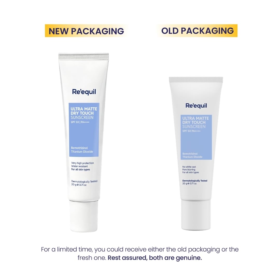 Re' Equil Ultra Matte Dry Touch Sunscreen Gel Spf 50 Pa++++, Water Resistant With Zinc Oxide And Titanium Dioxide 20G