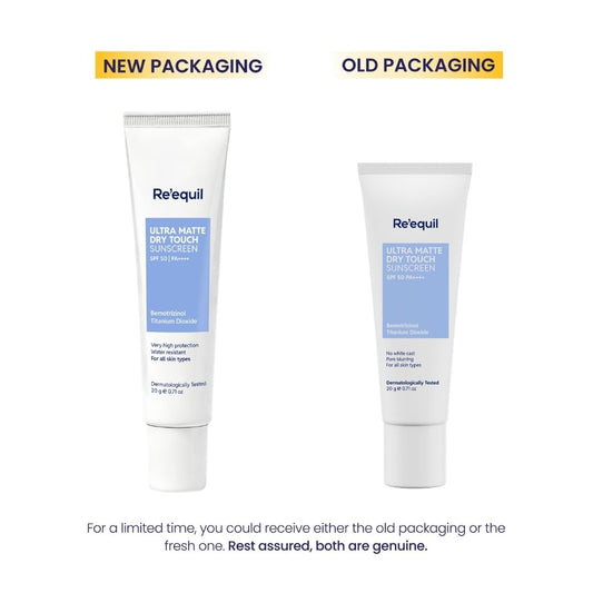 Re' Equil Ultra Matte Dry Touch Sunscreen Gel Spf 50 Pa++++, Water Resistant With Zinc Oxide And Titanium Dioxide 20G