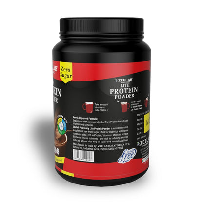 Zeelab Lite Protein Powder Chocolate Flavour 500g | Nutritional Protein Drink For All Age | 25 Vital Nutrients For Strength