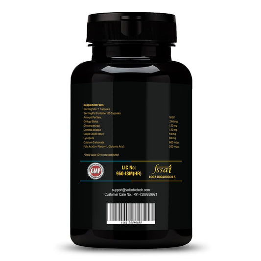 Vokin Biotech Cognitivix -Unique Brain activation Ginkgo Biloba With Ginseng extract 60 Veg capsule