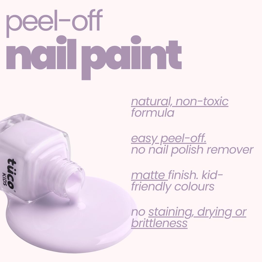 TucoÂ® Kids Water Based Safe Nail Polish for girls | Easy to Peel Off, Non Toxic, Natural & Safe for Kids | Play Safe with Chemical Free Nails for Daughters | Pack of 1x5ml | Purple