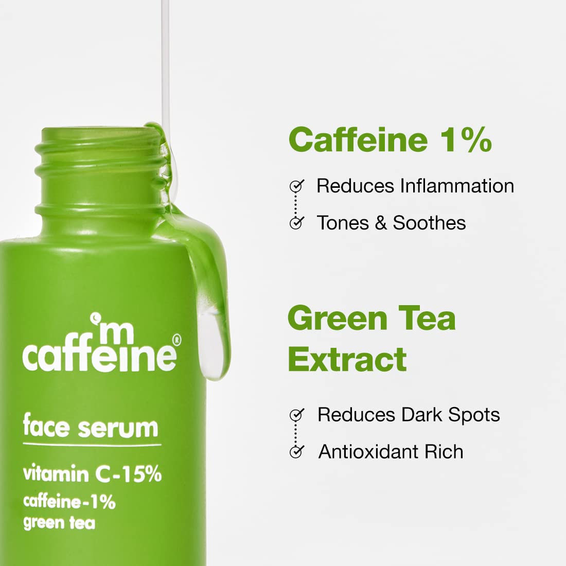 mCaffeine 15% Vitamin C Face Serum for Pigmentation & Dark Spot | Revives Dull Skin & Protects Against Sun Damage | Day & Night Serum for Face - 30ml