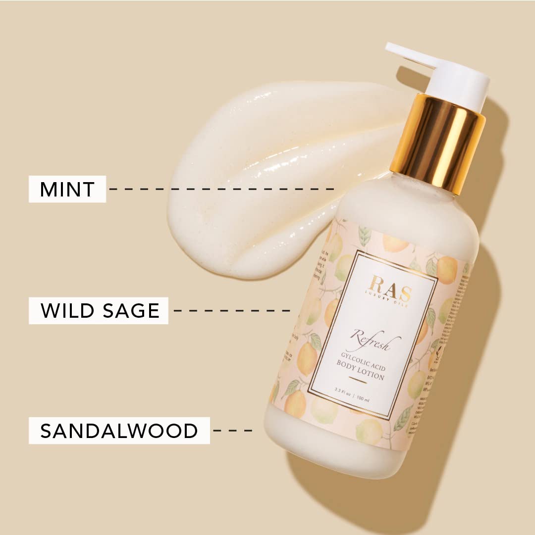 RAS Luxury Oils Refresh Weightless Body Lotion, Wild Sage & Sea Salt; Decongests & Refreshes; Moisturises & Softens; 200ml
