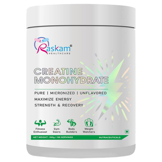 Pure Creatine Monohydrate 500gm, 166 Servings | Rapid Absorption | Enhanced Muscle Strength & Power | Vegan Powder