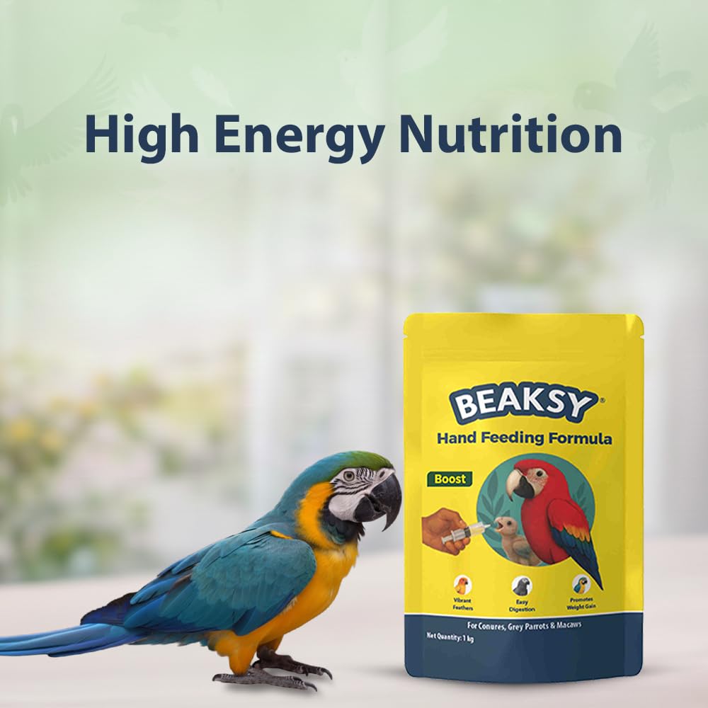 BEAKSY Boost Hand Feeding Formula for Baby Birds | for Conures, Grey Parrots & Macaws | Promotes Weight Gain, Vibrant Feathers & Easy Digestion (250gm)