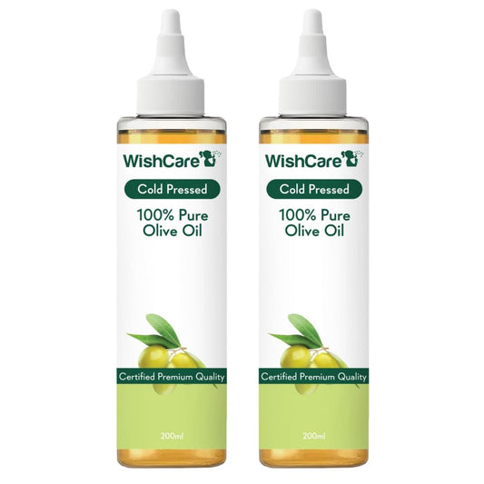 WishCareÂ® 100% Pure Premium Cold Pressed Olive Oil for Hair & Skin - 200ml (Pack of 2)