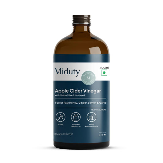 Miduty Palak Notes Apple Cider Vinegar | Apple Cider Vinegar supplement | Weight loss Supplement | Apple Cider Vinegar syrup | Digestive enzyme Supplement (Honey, Ginger, Lemon, Garlic)