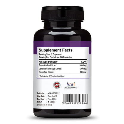Vokin Biotech Keto Advanced with Green Coffee Extract For Weight Management | Appetite Control Supplement for Men & Women 60 Capsules (Black)
