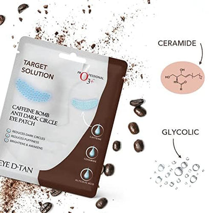 O3+ Caffeine Bomb Anti Dark Circle Eye Patch & Eye D Tan, Reduces dark circle| Reduces Puffiness | Brighten and Awakens (single use only) 5G