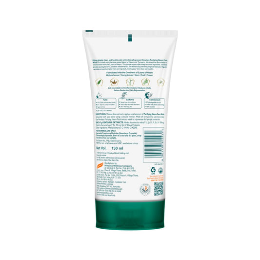 Himalaya Purifying Neem Face Wash, 150 ml | Soap Free | Paraben, Phthalates free | Best for Acne Prone Skin | Eliminates Pimples