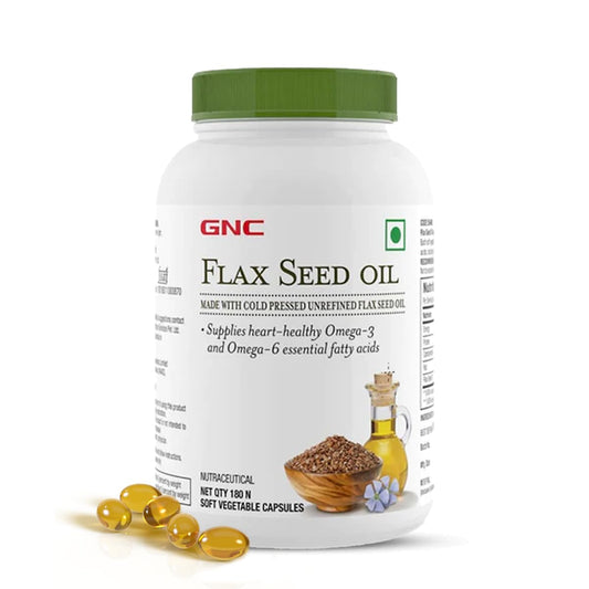 GNC Flax Seed Oil Vegetarian Omega 3s | 180 Capsules | Supports Good Memory | Protects Vision | Relieves Stiffness & Joint Discomfort | Cold-Pressed & Unrefined | USA Formulated